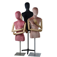 3/4 female body wood arms torso half mannequins for sale with head